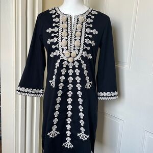 Figue Black Embroidered Women's Dress size XS
